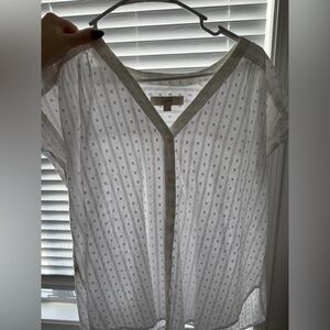 LOFT Sheer White Button-Down Blouse